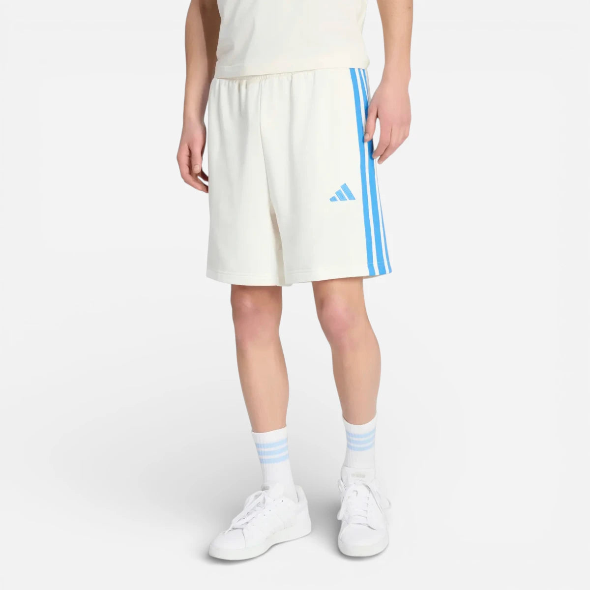 Adidas Short Essentials 3-Stripes French Terry Off White Royal Blue