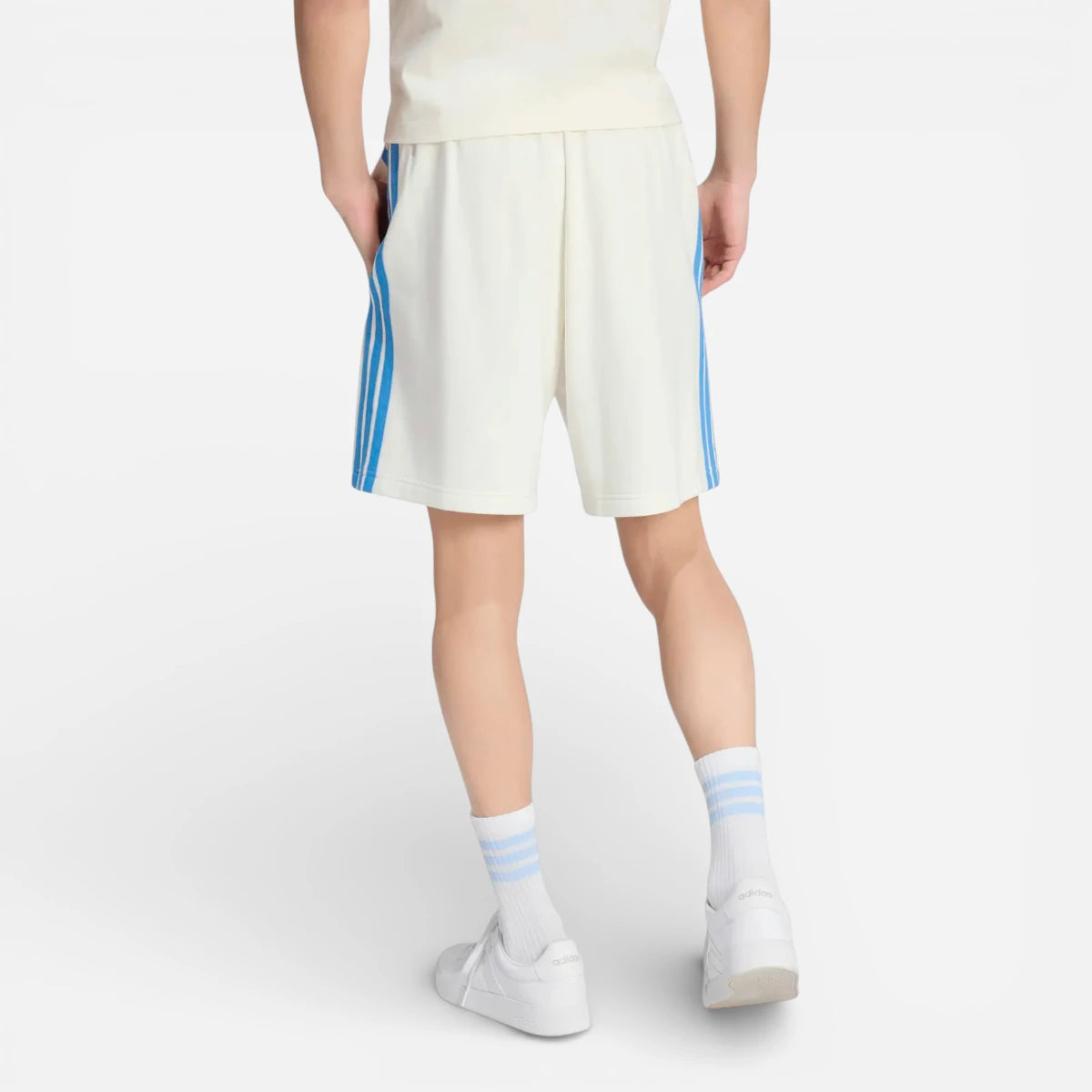 Adidas Short Essentials 3-Stripes French Terry Off White Royal Blue