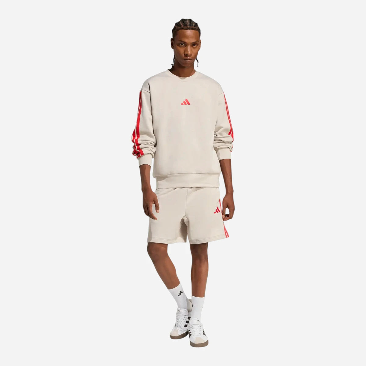 Adidas Short Essentials 3-Stripes French Terry Beige Ruby