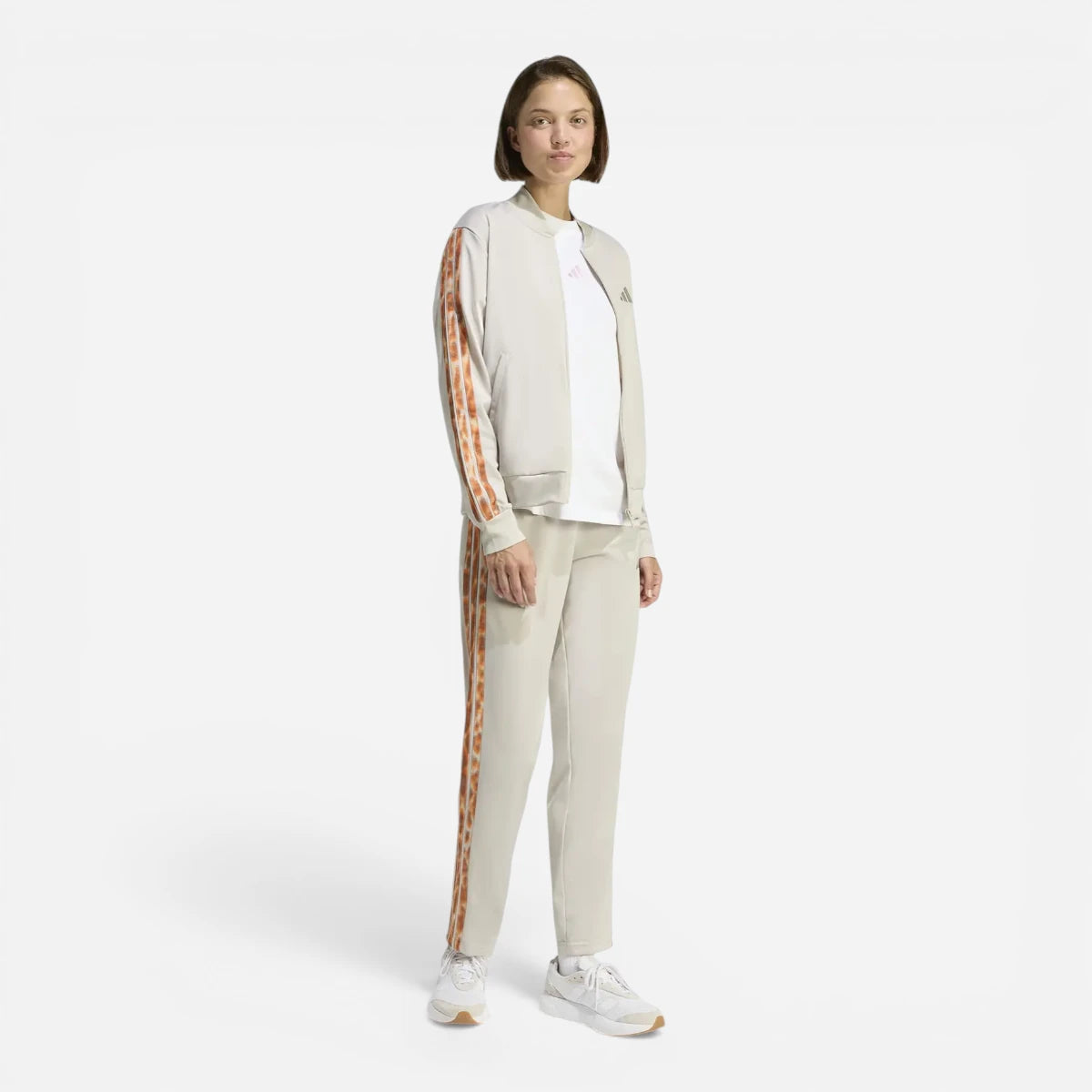 Adidas Tuta Track Suit 3 Stripes Essentials Leopard Beige