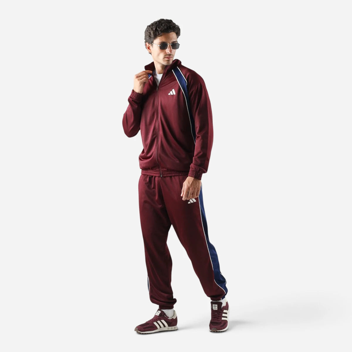 Adidas Tuta Completo Uomo Colorblock Bordeaux