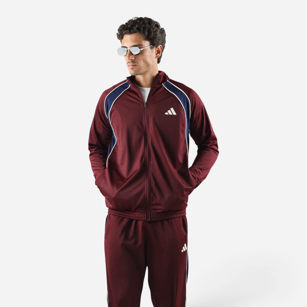 Adidas Tuta Completo Uomo Colorblock Bordeaux