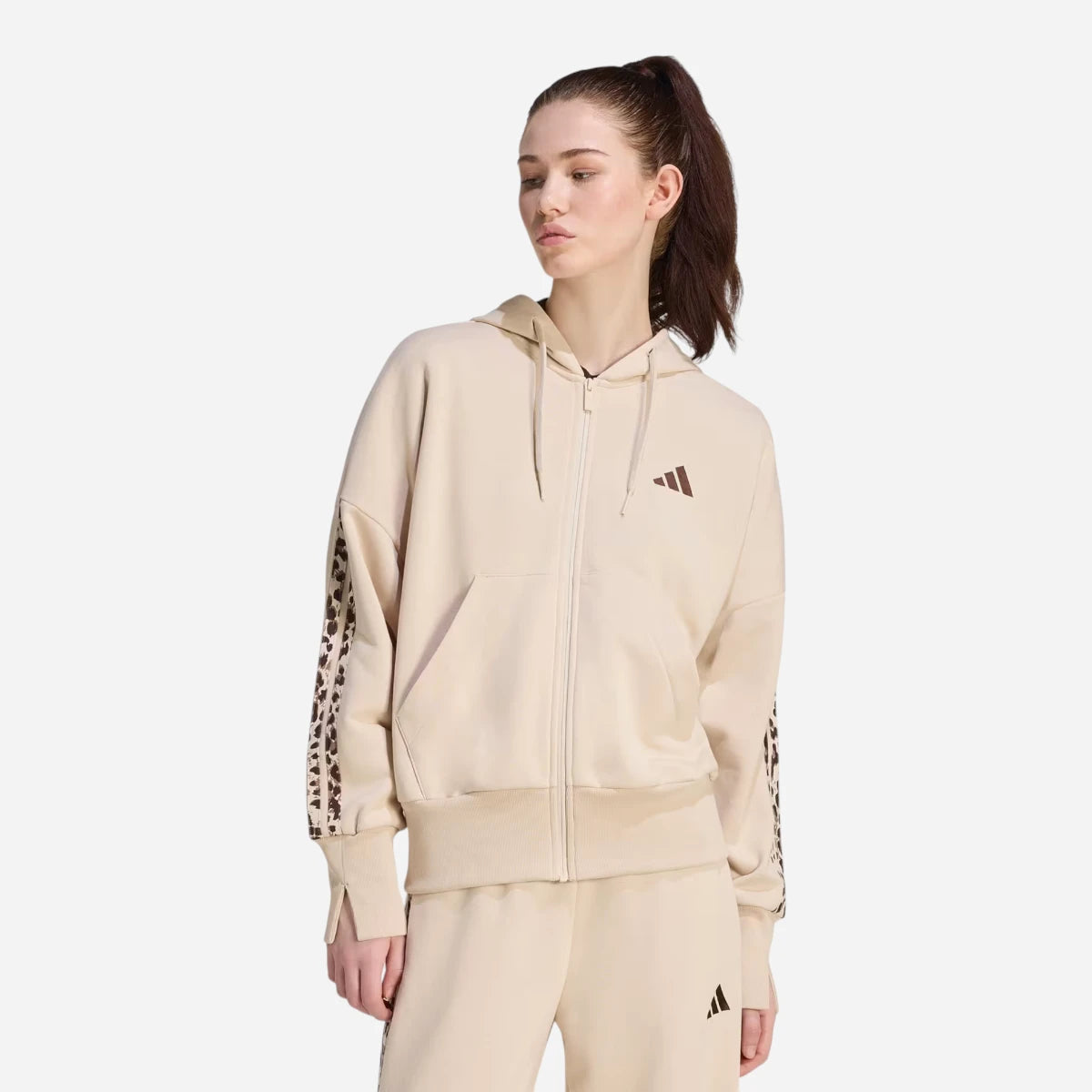 Adidas Tuta Completo Donna Seasonal 3 Stripes Animalier Beige