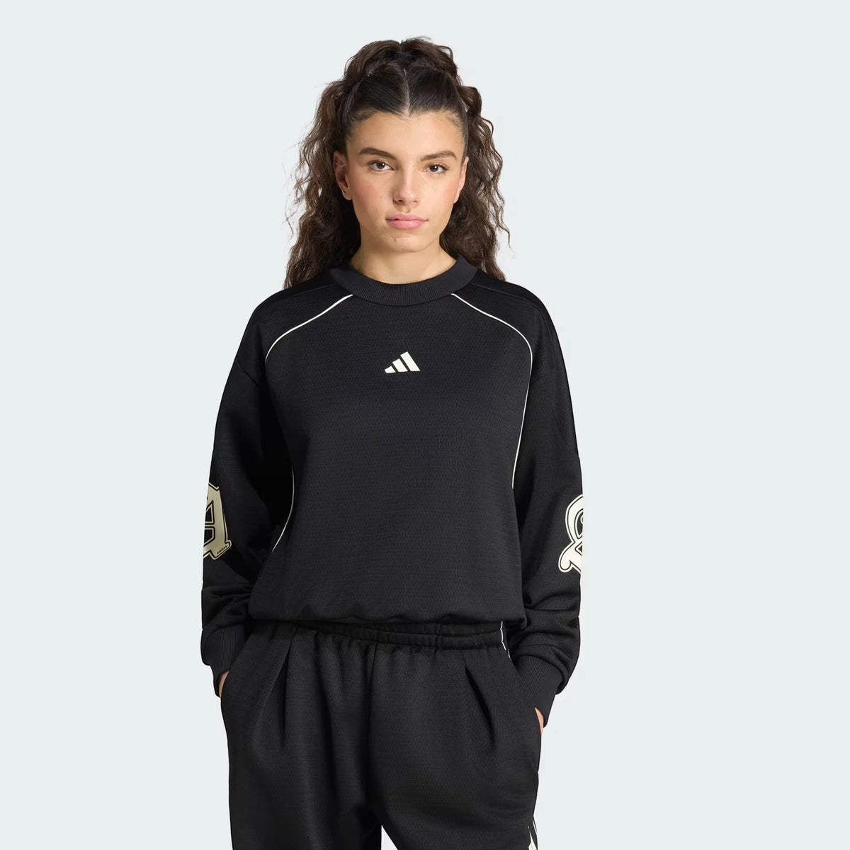 Adidas Tuta Completo Donna Stadium Graphic Fleece Black & White