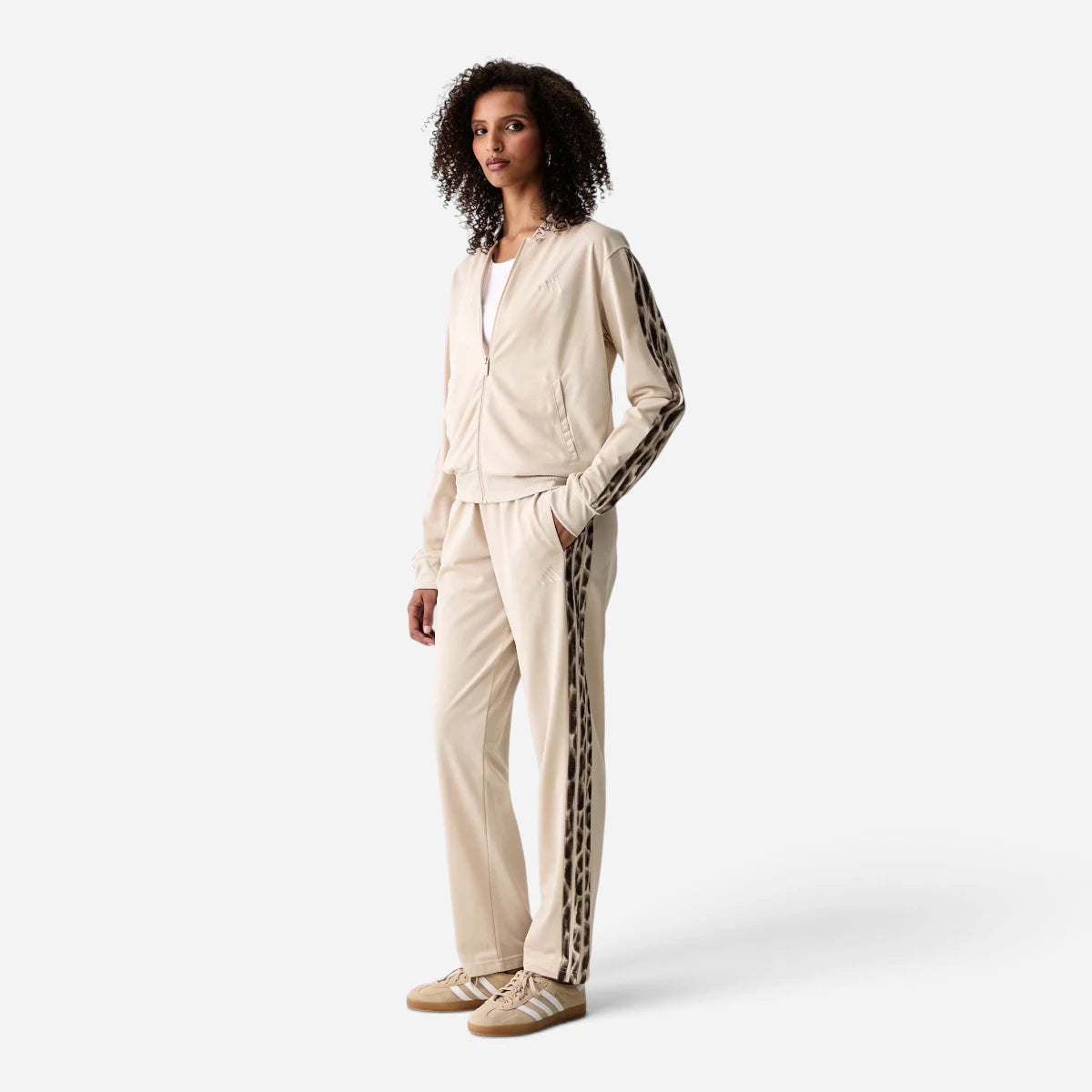 Adidas Tuta Essentials Donna 3-Stripes Beige Animalier