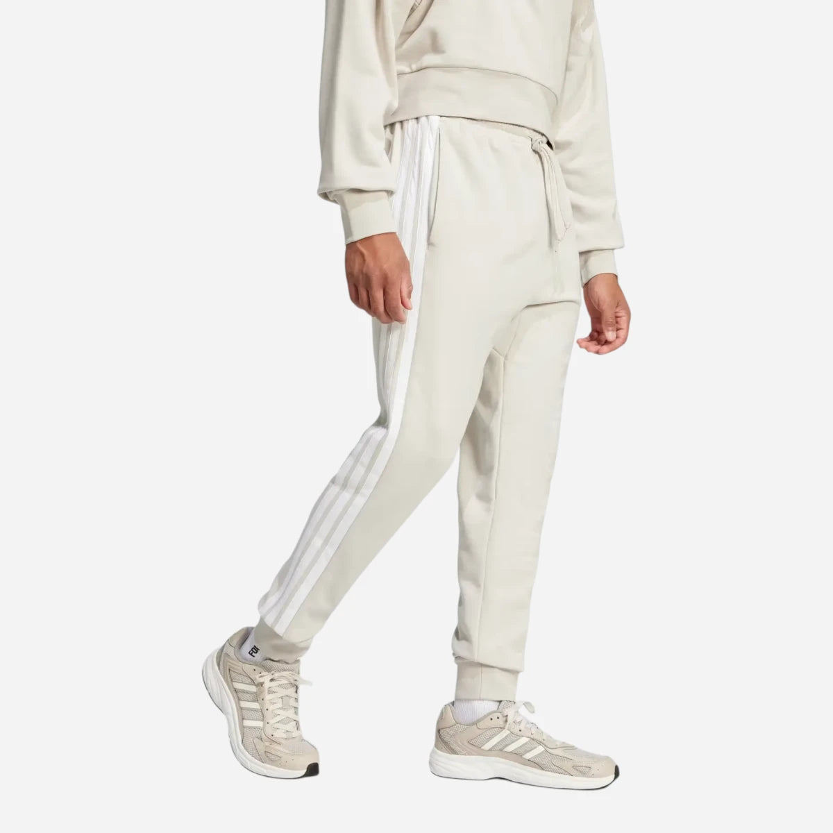 Adidas Tuta Sportswear Basic 3-Stripes Essentials French Terry Beige