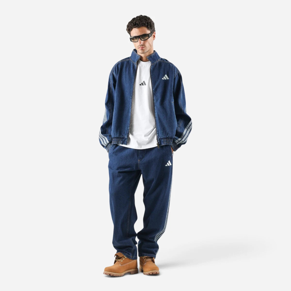 Adidas Pantalone Denim Jeans Uomo 3 Stripes