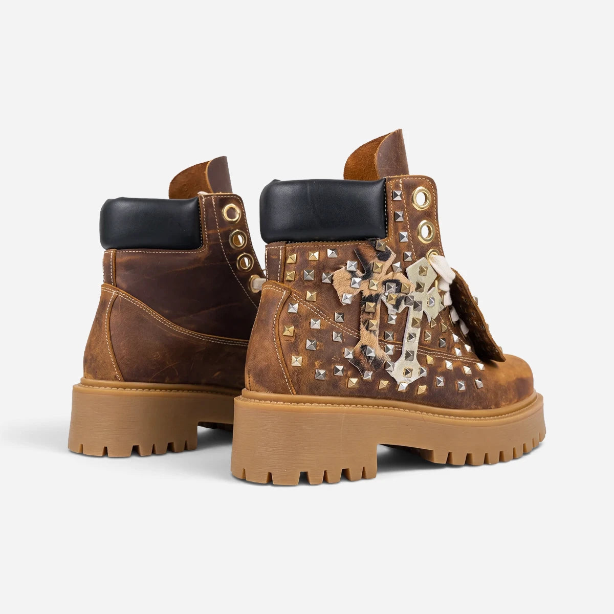 DSAS Stivale Boot Croci Piramide Nubuck Leopard