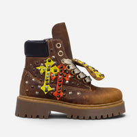 DSAS Stivale Boot Croci Piramide Nubuck Cuoio