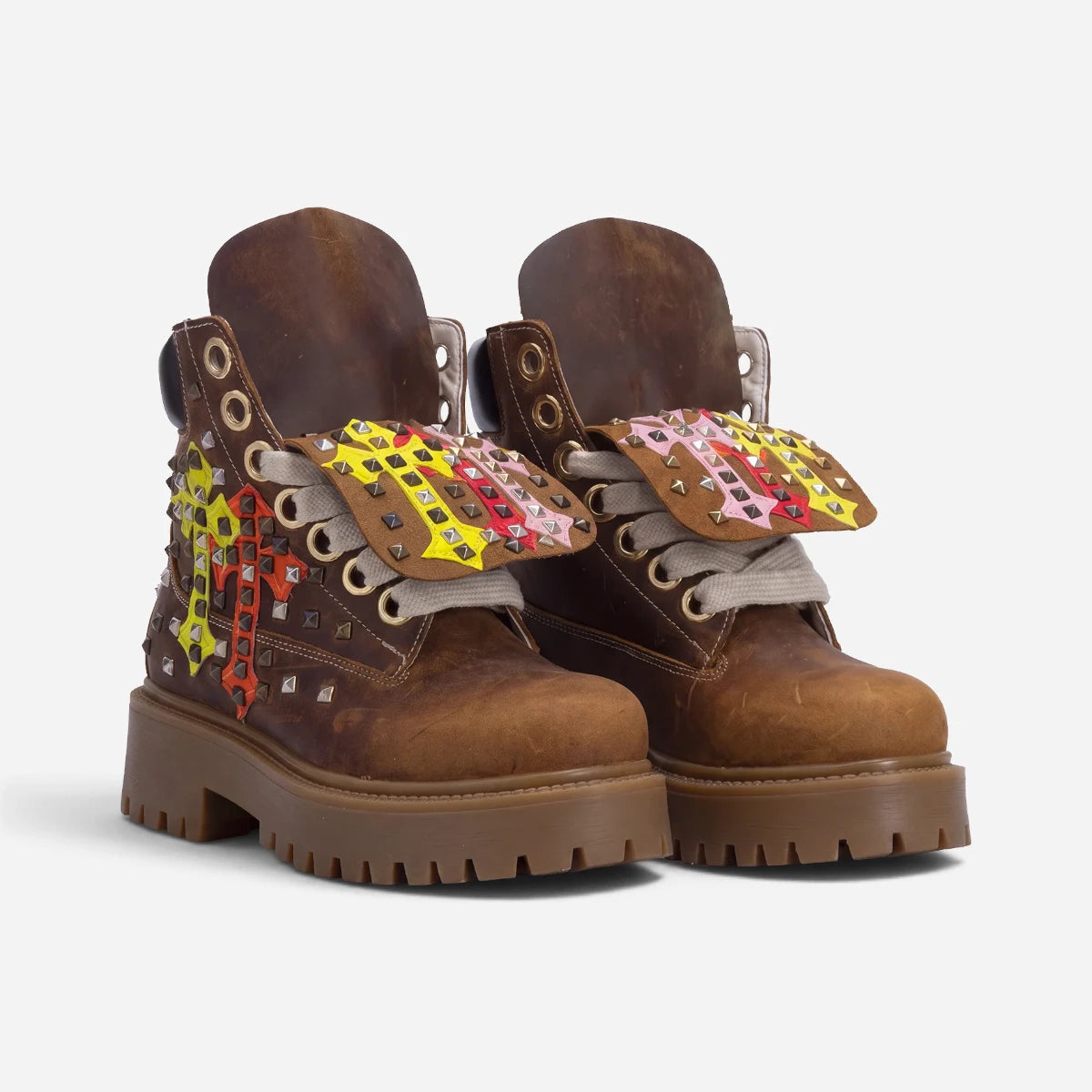 DSAS Stivale Boot Croci Piramide Nubuck Cuoio