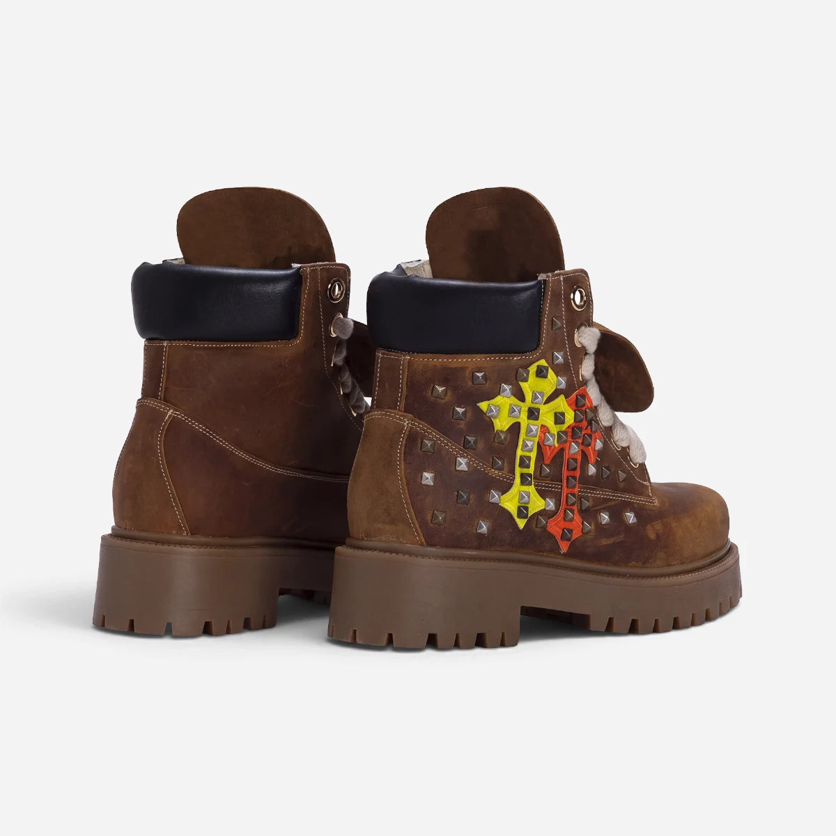 DSAS Stivale Boot Croci Piramide Nubuck Cuoio