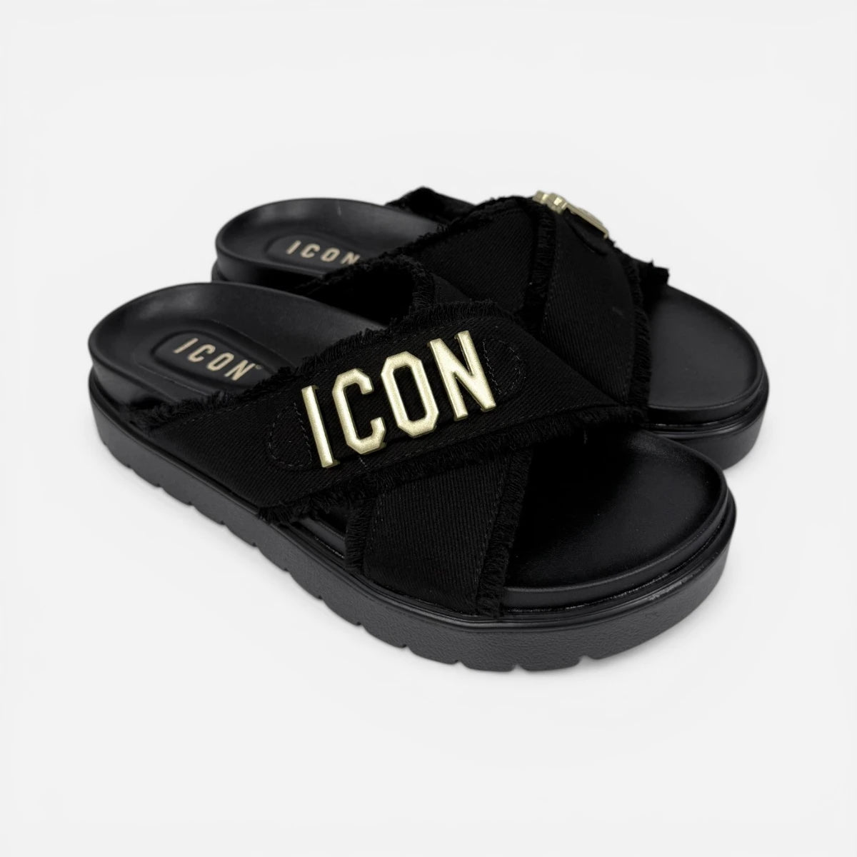 ICON ciabatte donna Platform Cross Jeans Black IC05742SD