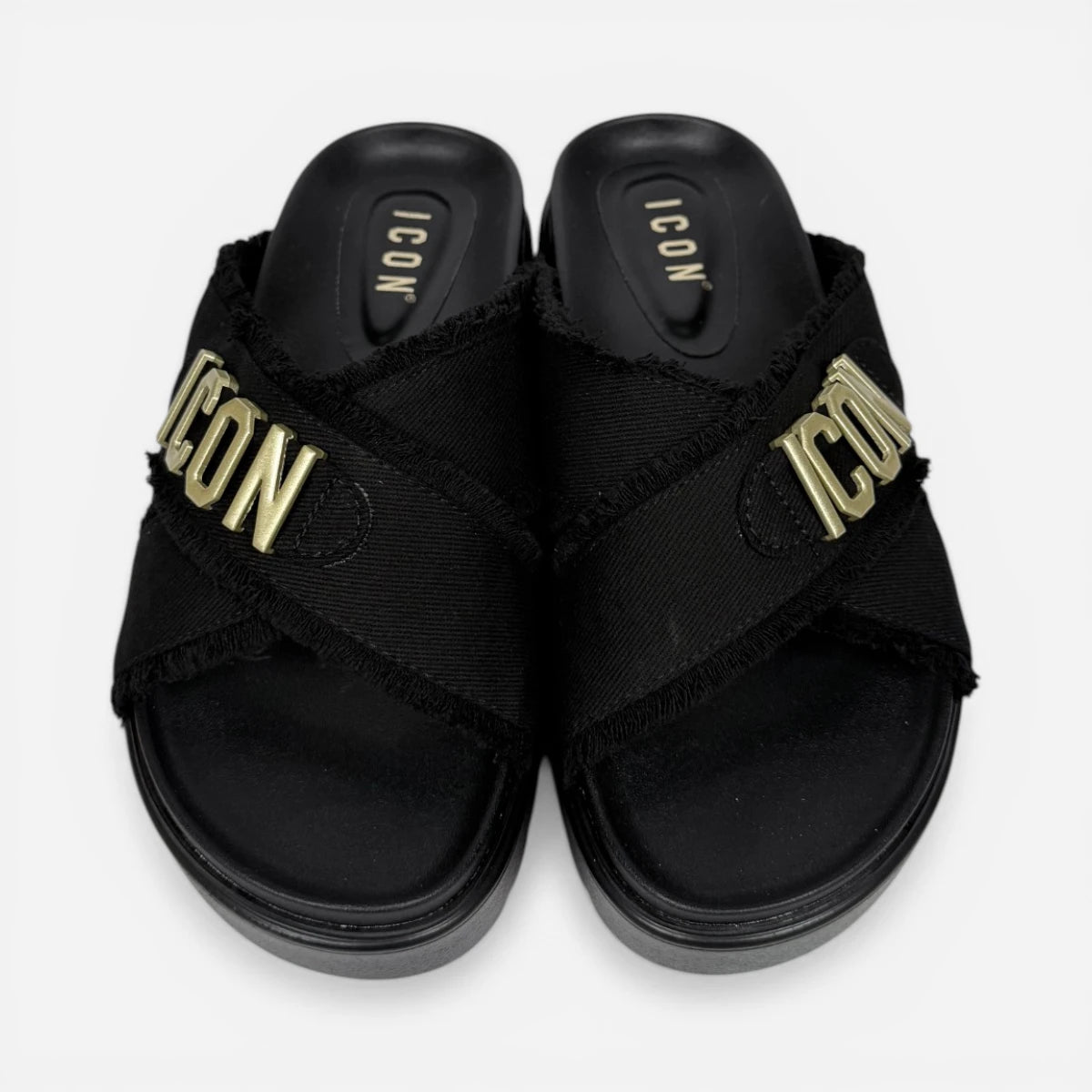 ICON ciabatte donna Platform Cross Jeans Black IC05742SD