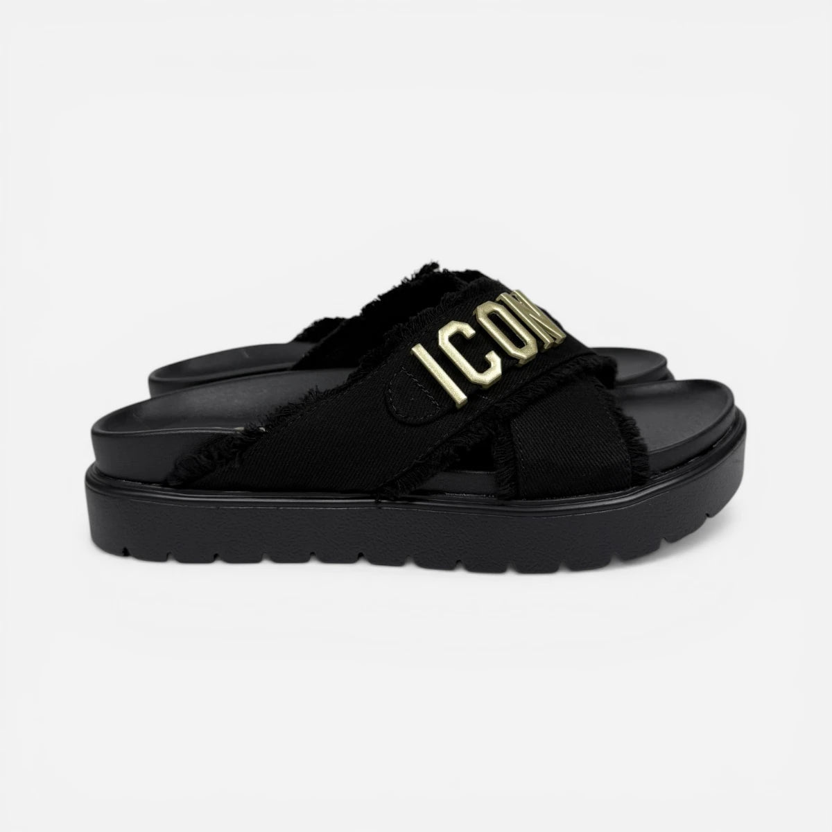ICON ciabatte donna Platform Cross Jeans Black IC05742SD