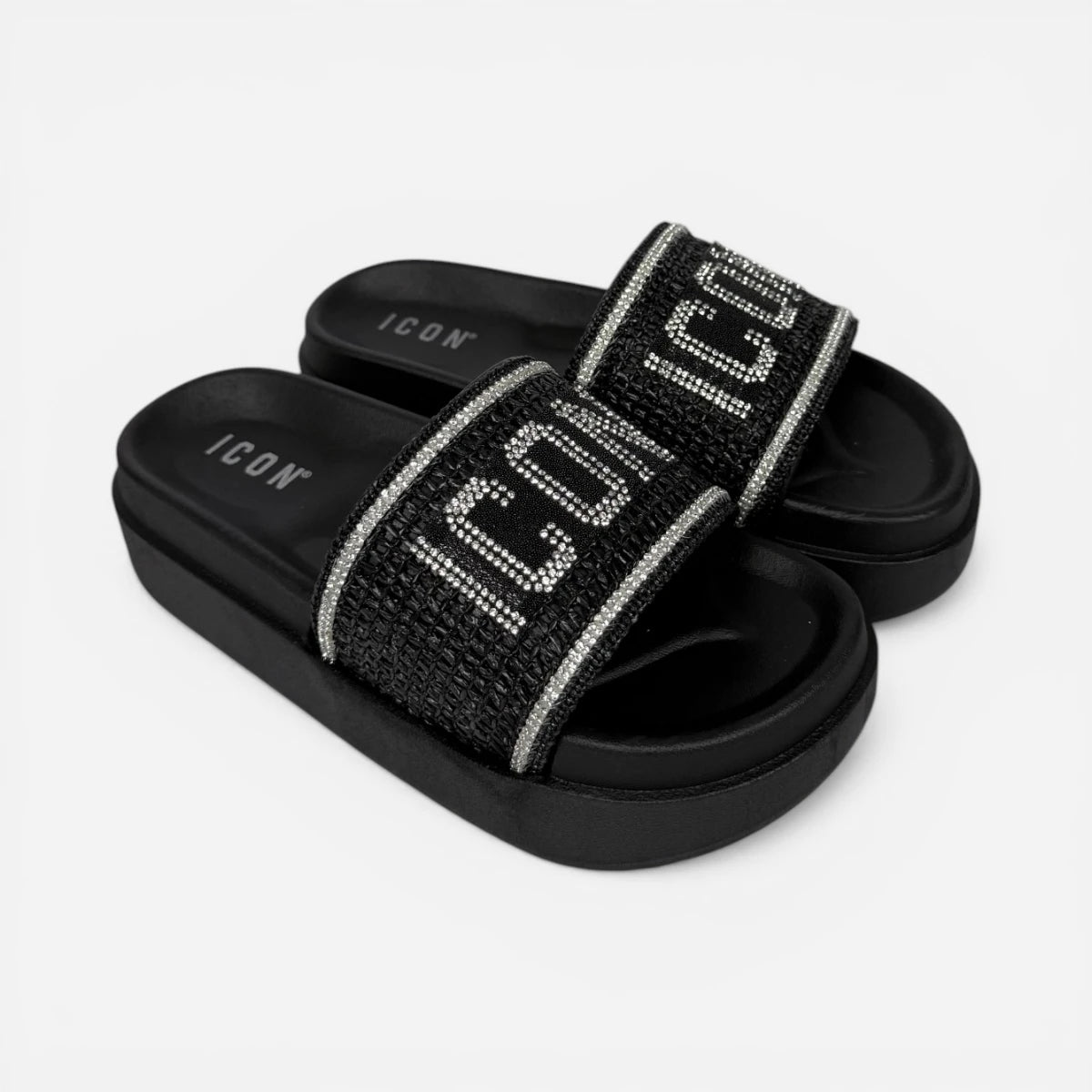 ICON ciabatte donna Platform Glitter Black IC05777TD