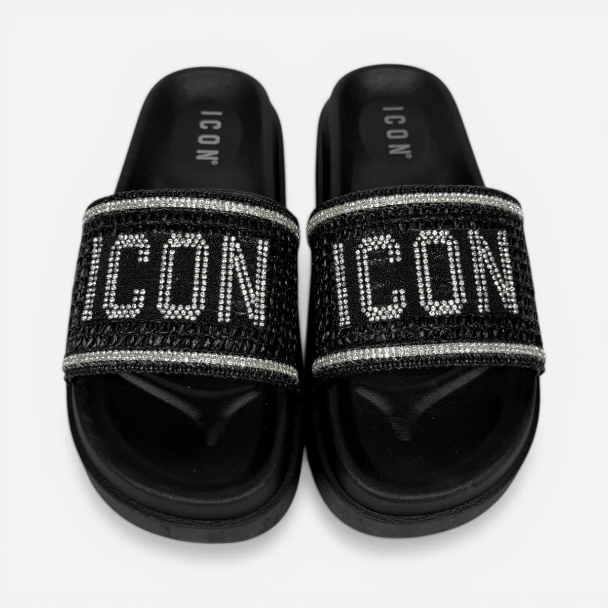 ICON ciabatte donna Platform Glitter Black IC05777TD