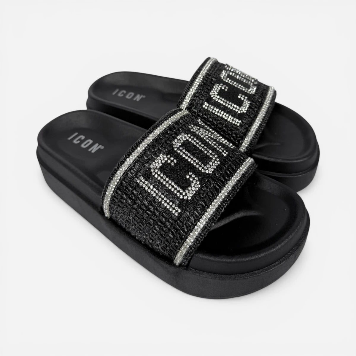 ICON ciabatte donna Platform Glitter Black IC05777TD