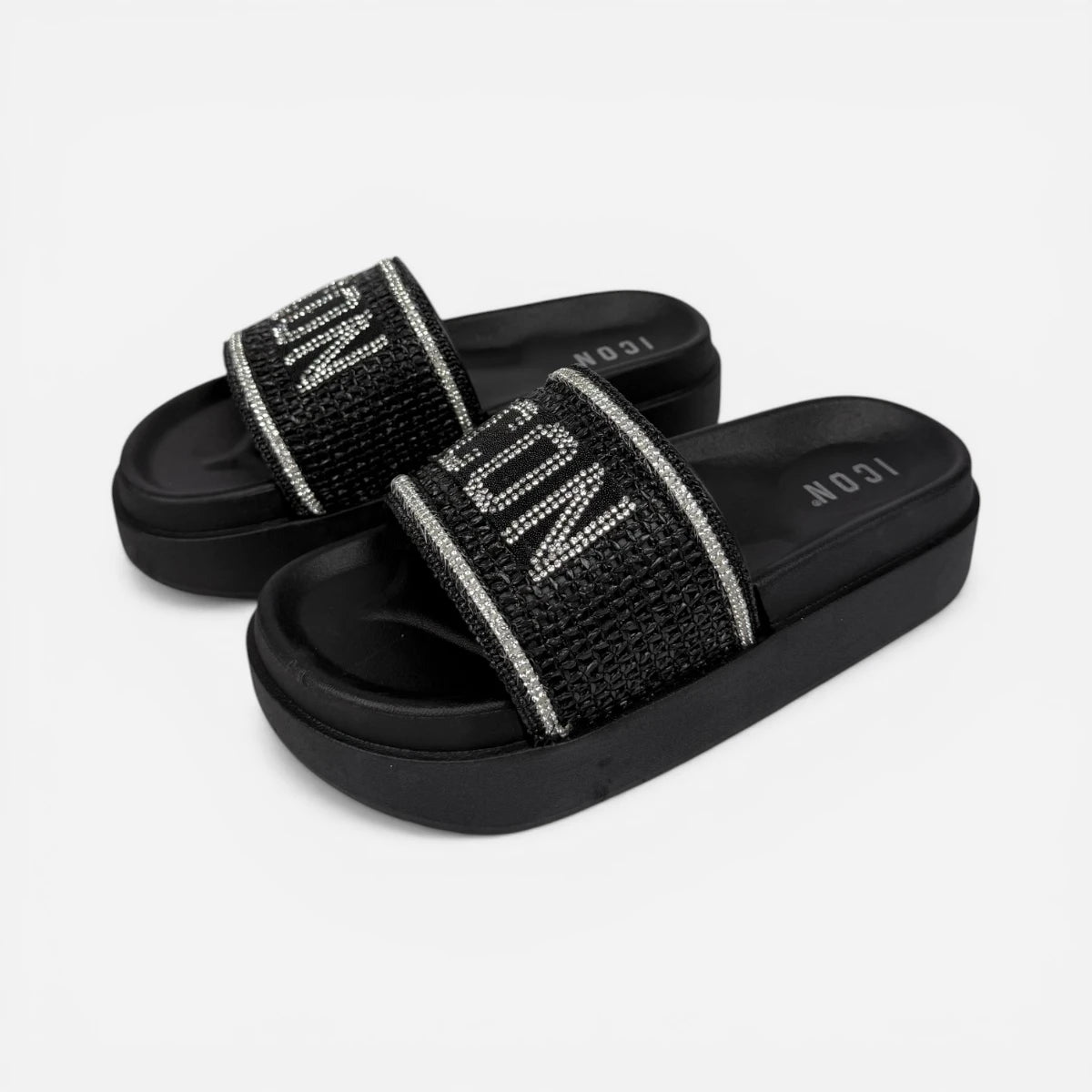 ICON ciabatte donna Platform Glitter Black IC05777TD