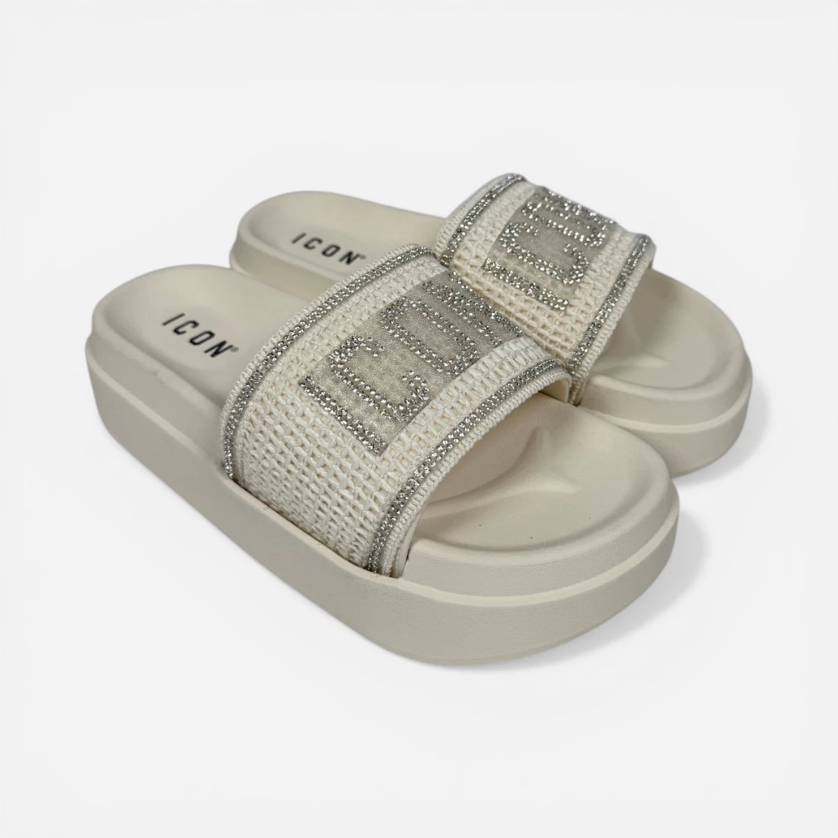 ICON ciabatte donna Platform Glitter Off White IC05777TD