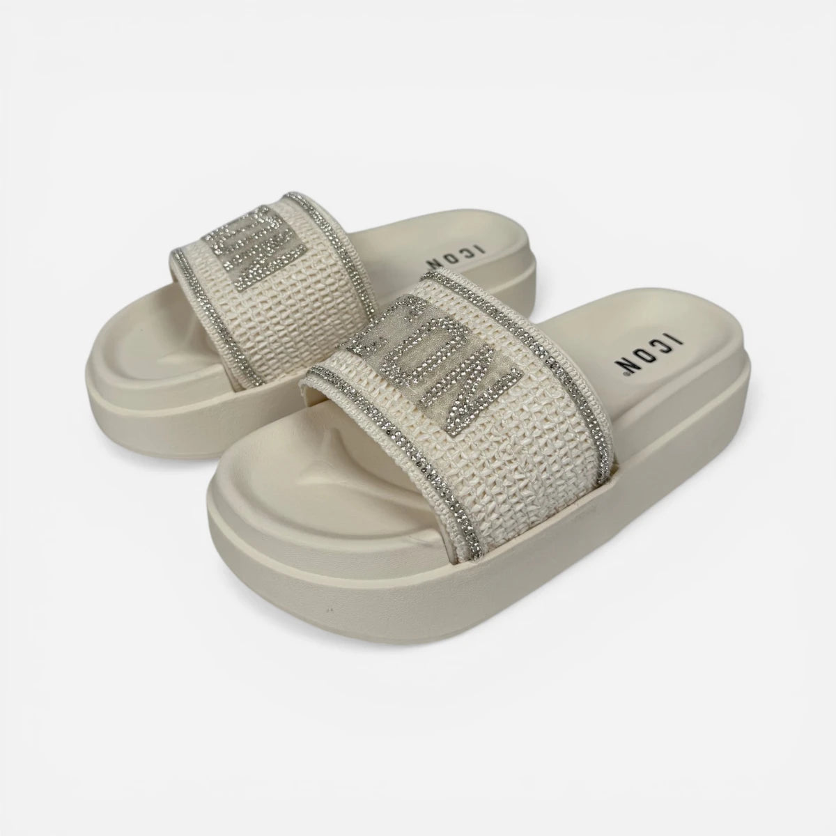 ICON ciabatte donna Platform Glitter Off White IC05777TD