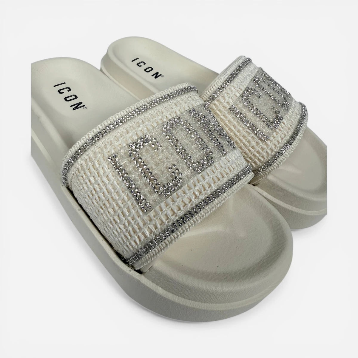 ICON ciabatte donna Platform Glitter Off White IC05777TD