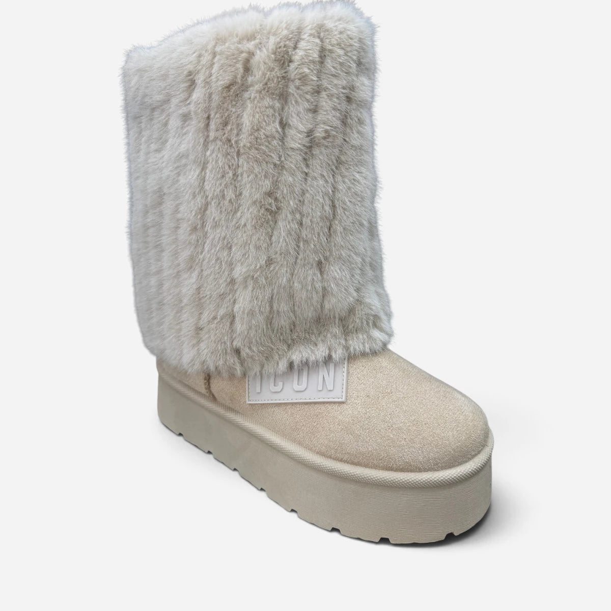 ICON Stivale Mid Pelliccia Risvolto Beige IC06521SD