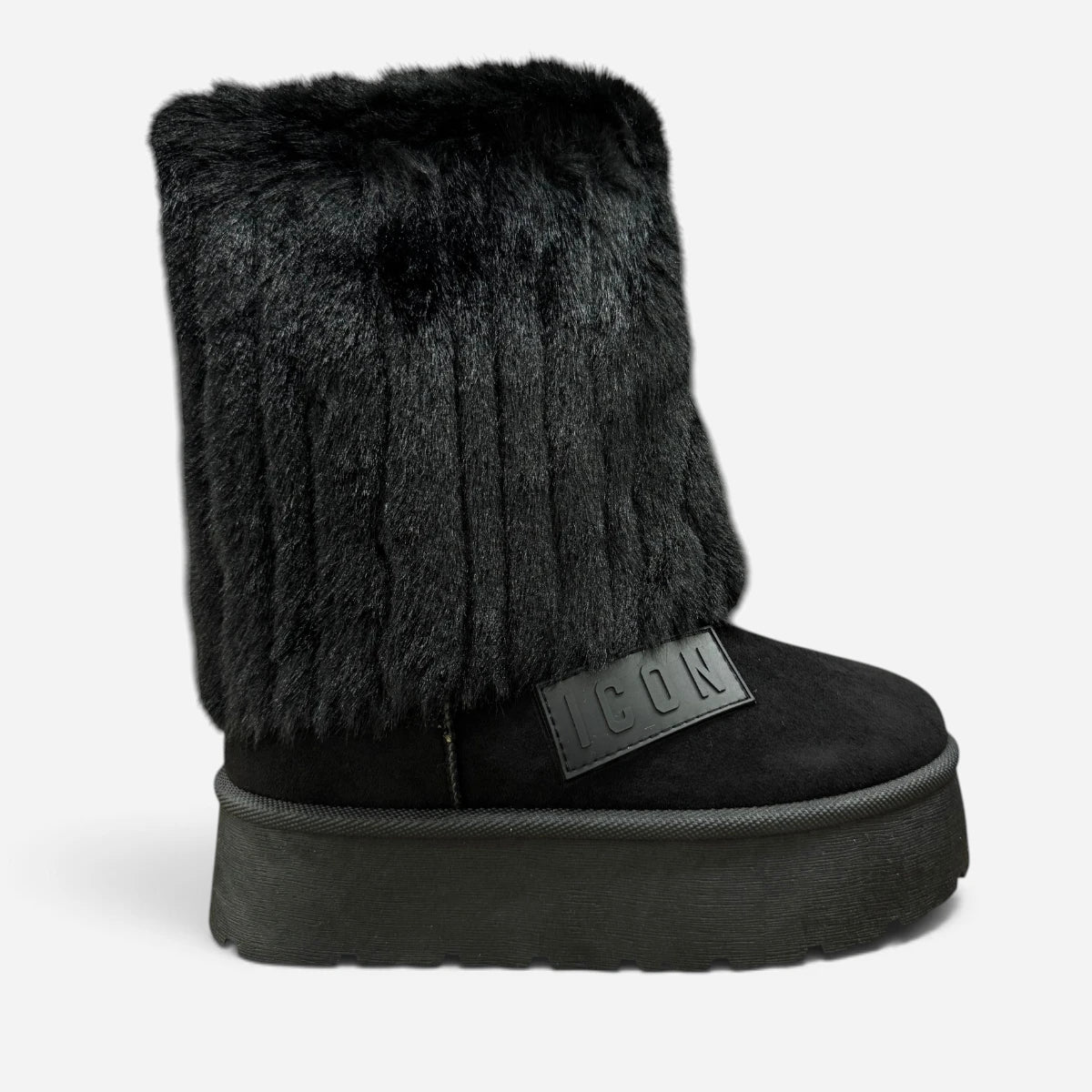 ICON Stivale Mid Pelliccia Risvolto Nero IC06521SD