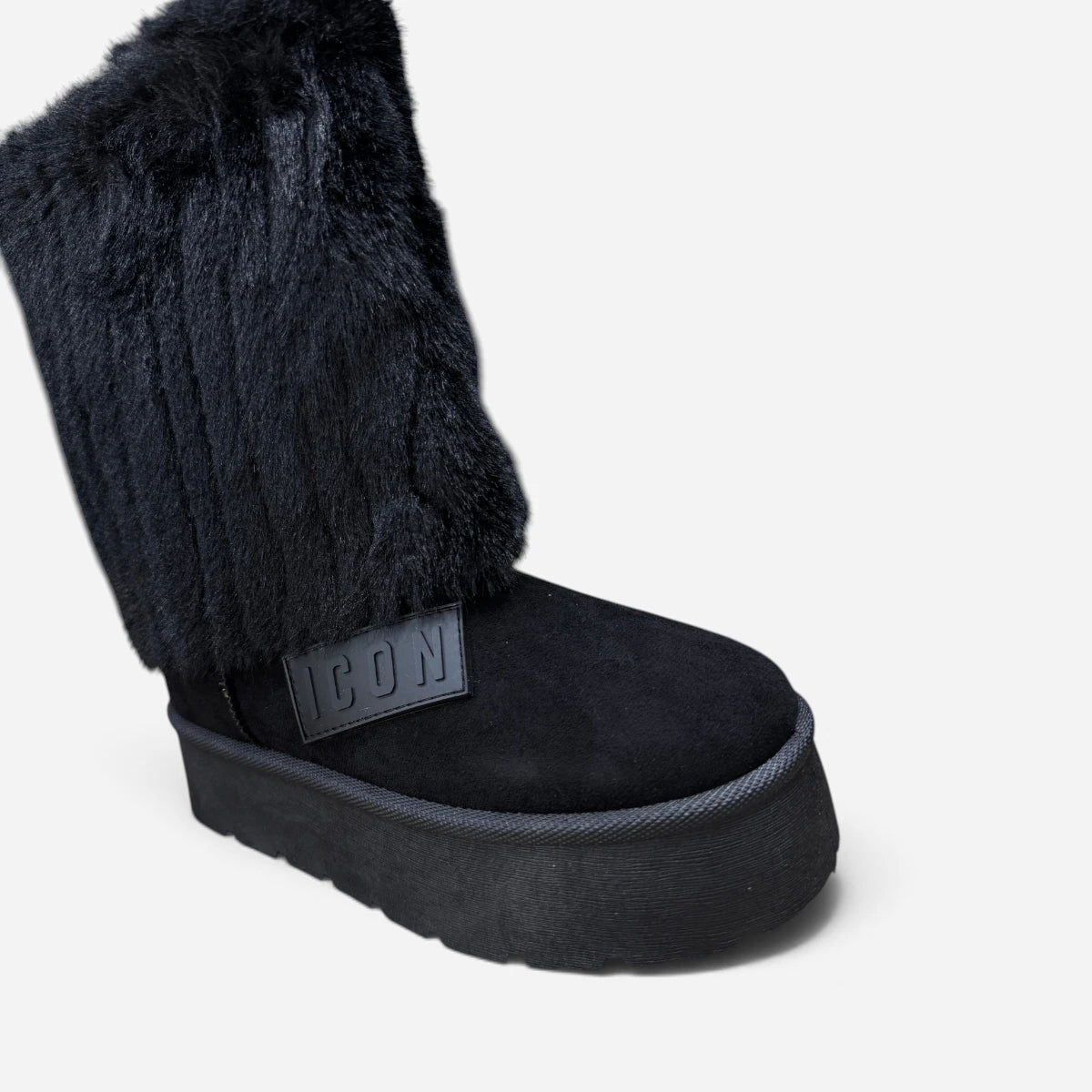 ICON Stivale Mid Pelliccia Risvolto Nero IC06521SD
