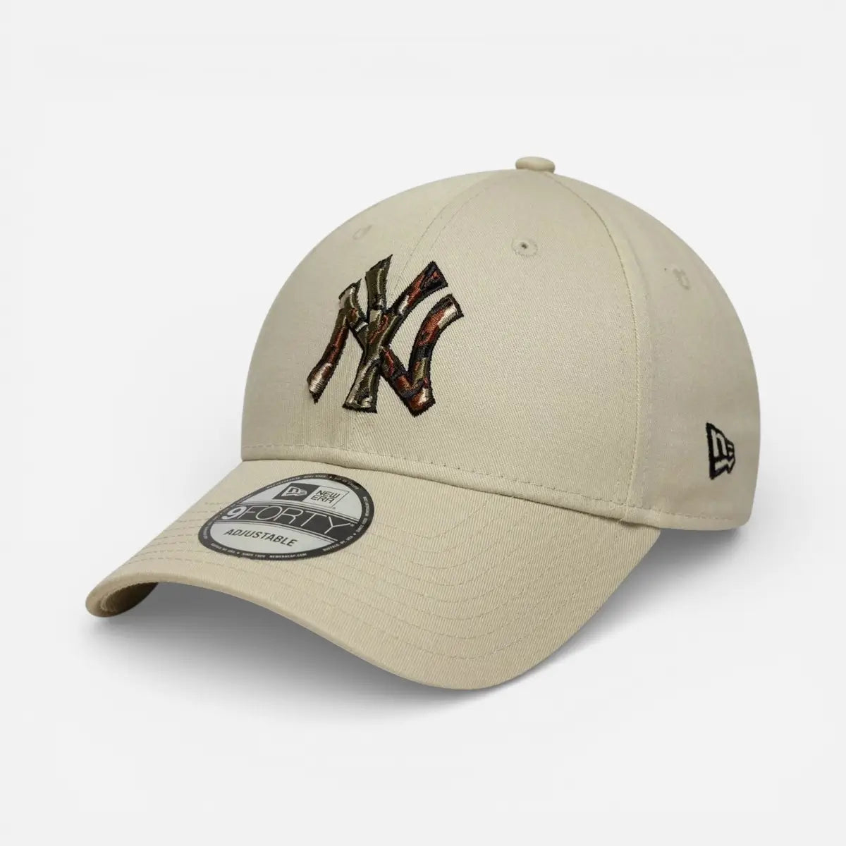 New Era Cappellino 9FORTY Regolabile New York Yankees MLB Outline Camo Crema
