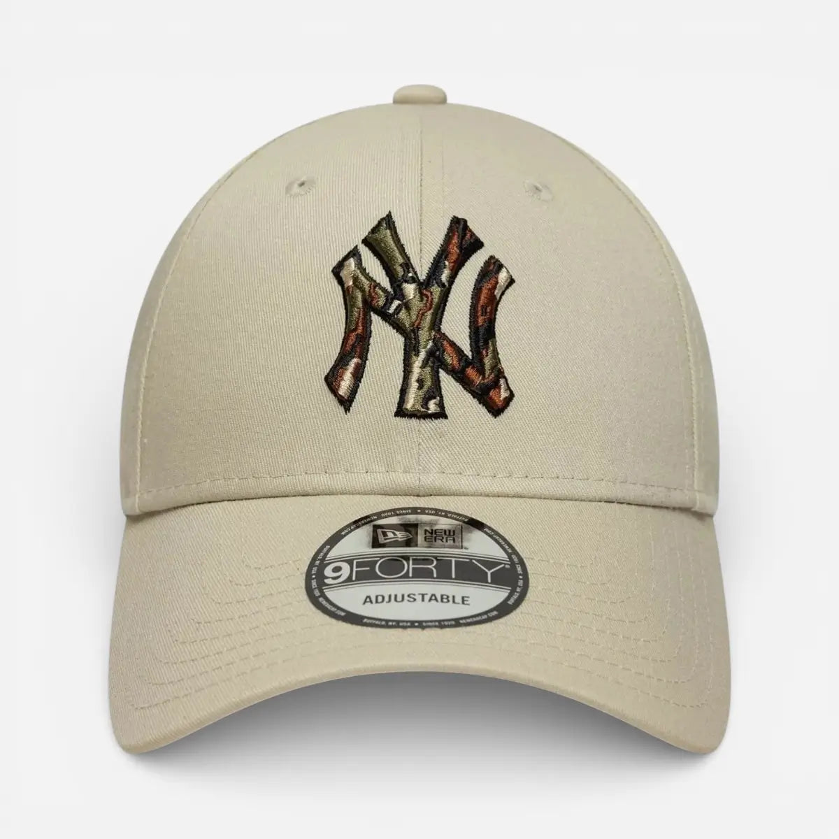 New Era Cappellino 9FORTY Regolabile New York Yankees MLB Outline Camo Crema