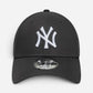 New Era Cappellino 9FORTY Regolabile New York Yankees MLB Grigio Antracite