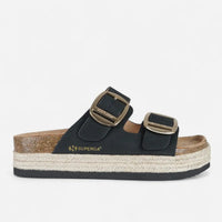 Superga Sandalo Platform donna doppia fibbia S11T228 Nero Gold