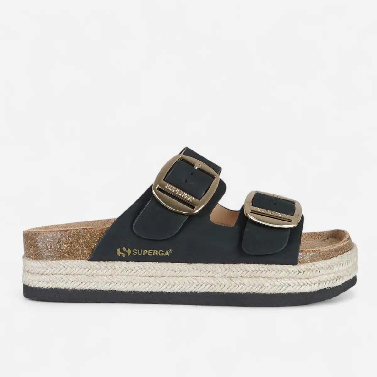 Superga Sandalo Platform donna doppia fibbia S11T228 Nero Gold