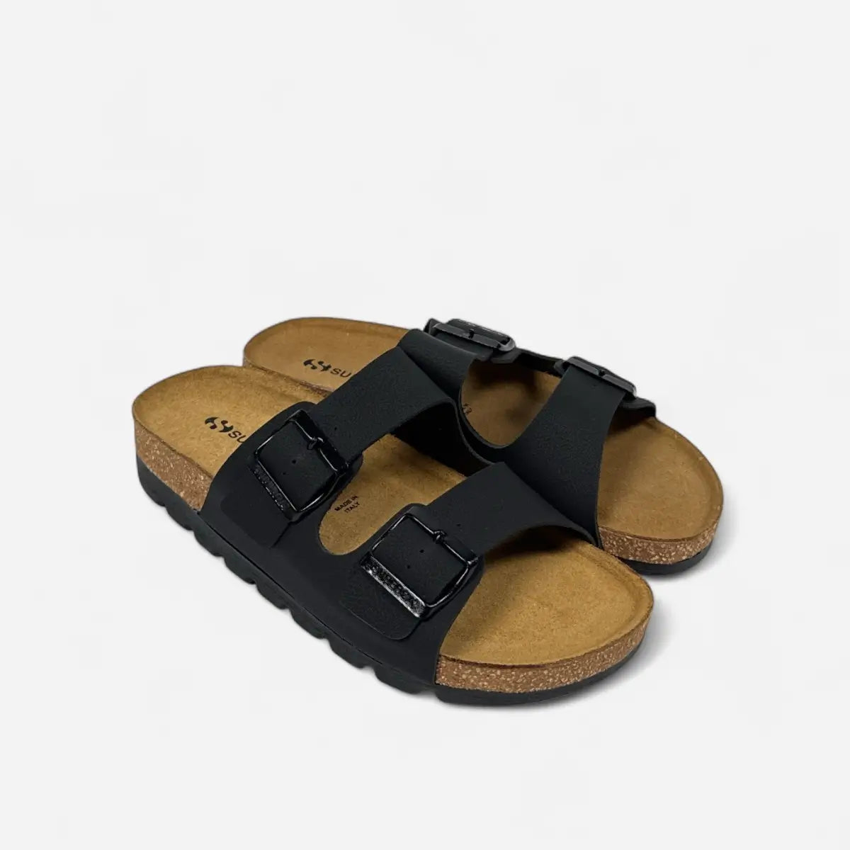 Superga Sandalo Platform donna doppia fibbia Nabuk Nero