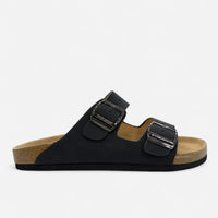 Superga Sandalo uomo doppia fibbia Nabuk Premium plantare morbido Nero