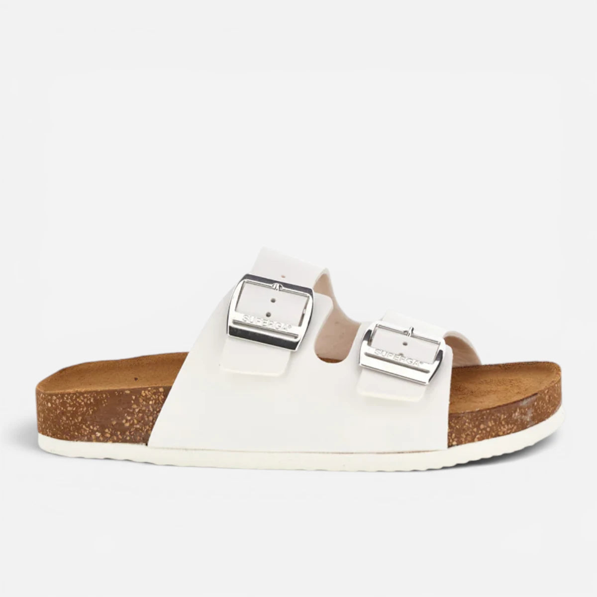 Superga Sandalo donna doppia fibbia Nabuk Bianco