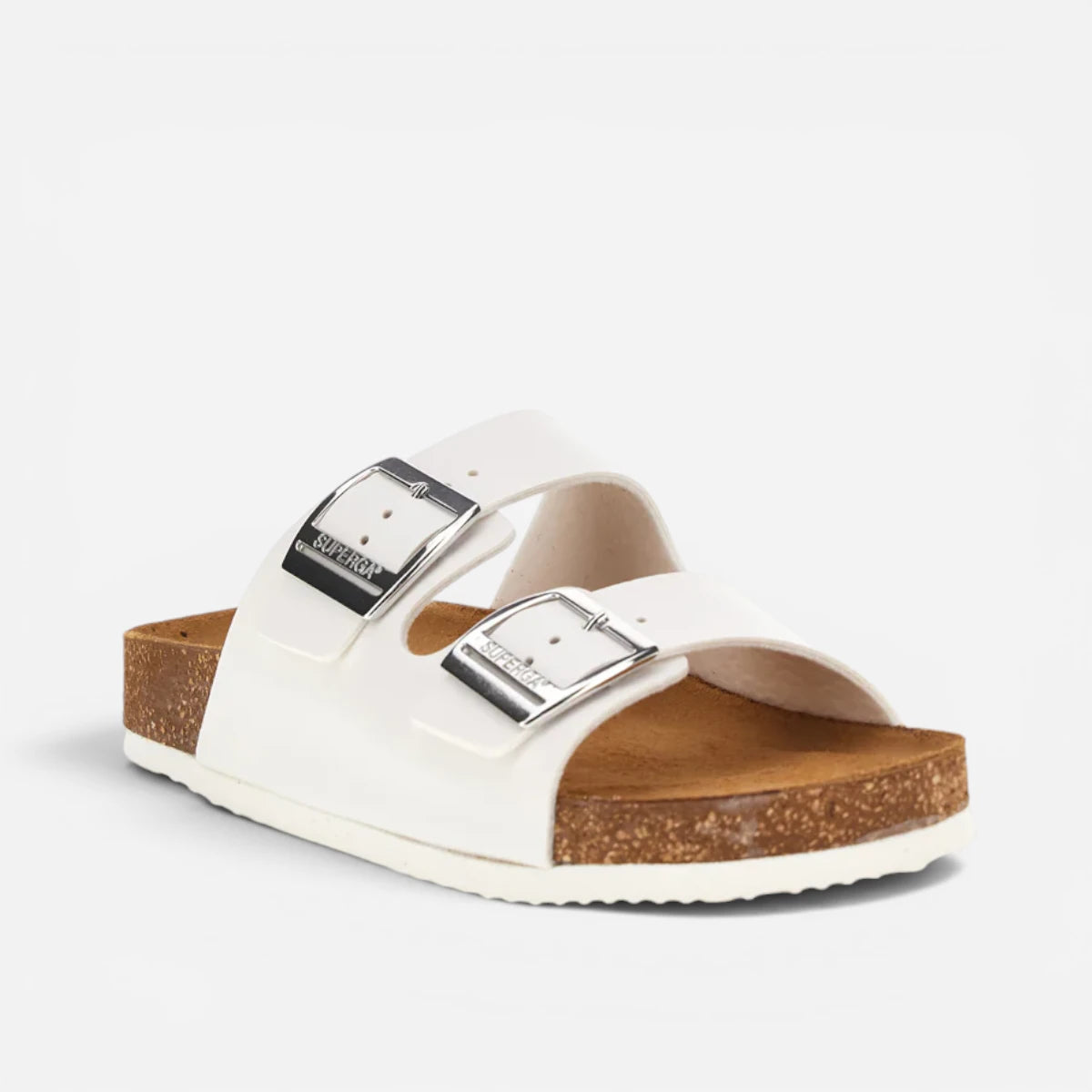 Superga Sandalo donna doppia fibbia Nabuk Bianco