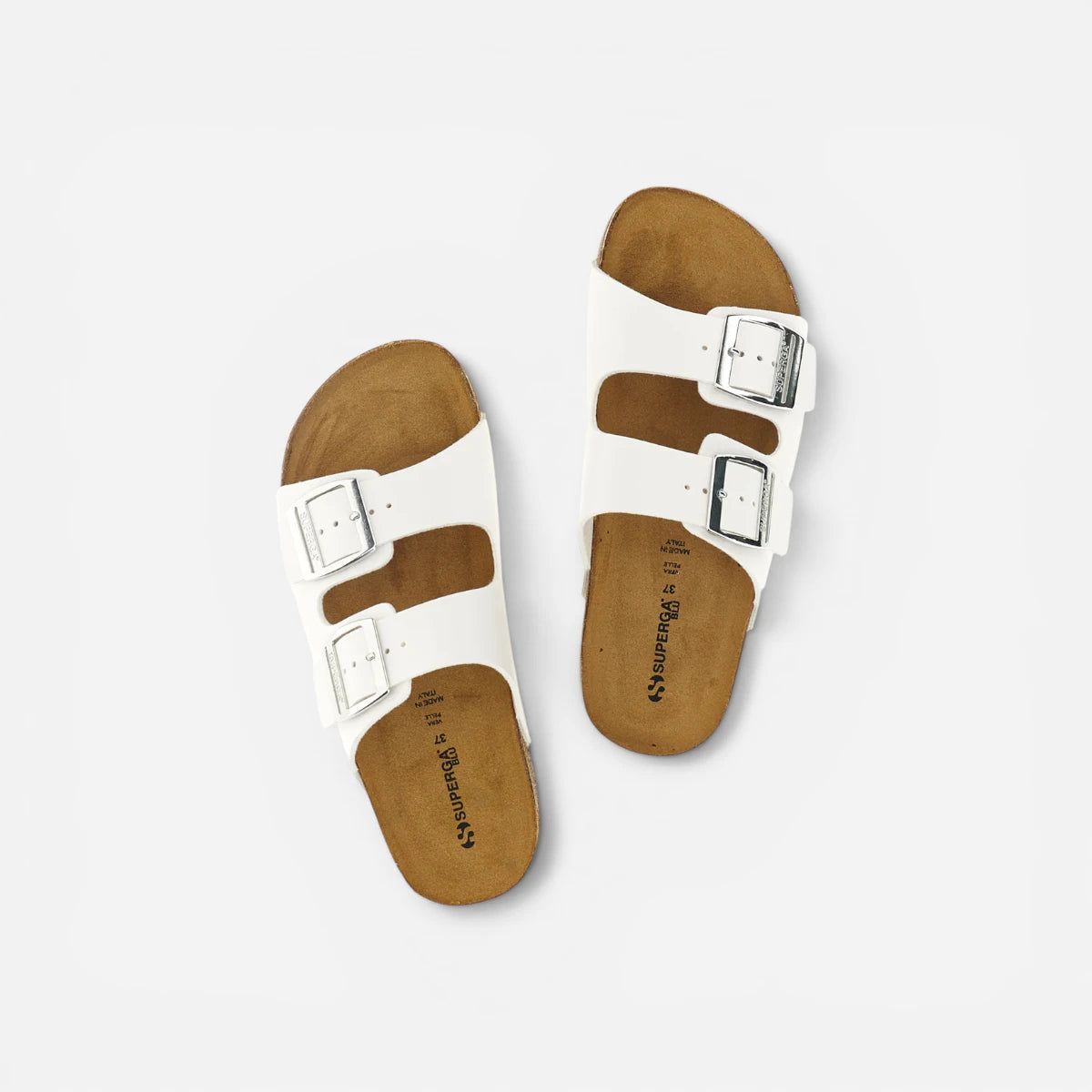Superga Sandalo donna doppia fibbia Nabuk Bianco
