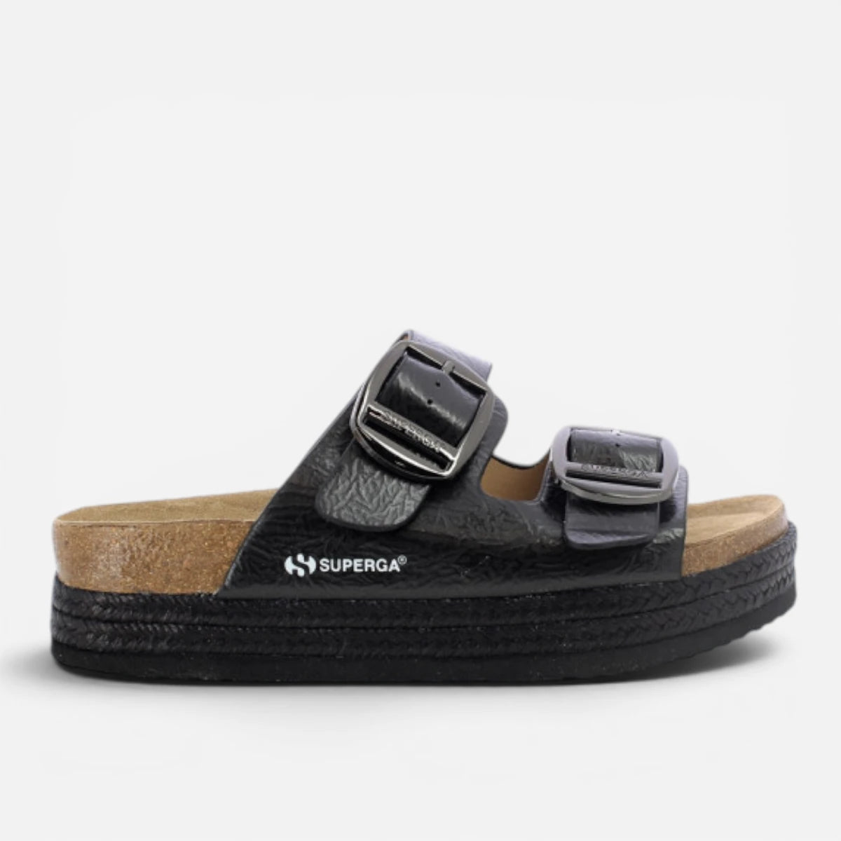 Superga Sandalo Platform donna doppia fibbia Pelle Nero S11Y723