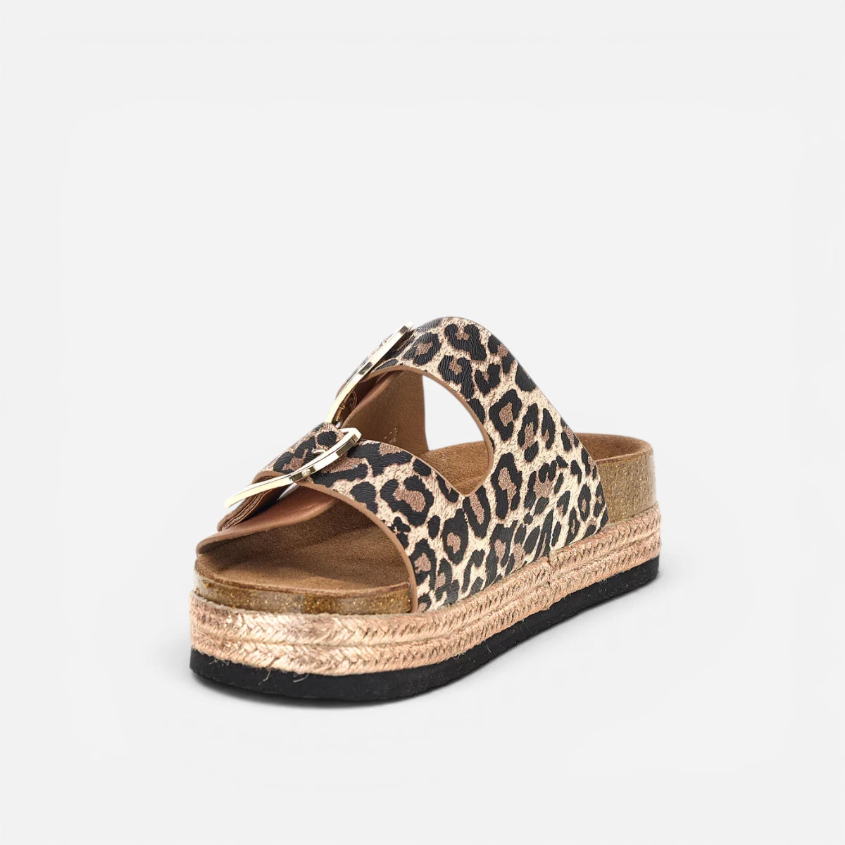 Superga Sandalo Platform donna doppia fibbia Platino Leopard S11U421