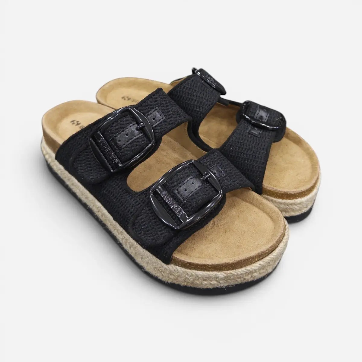 Superga Sandalo Platform donna doppia fibbia Maglia Tessuto Nero S11Y712