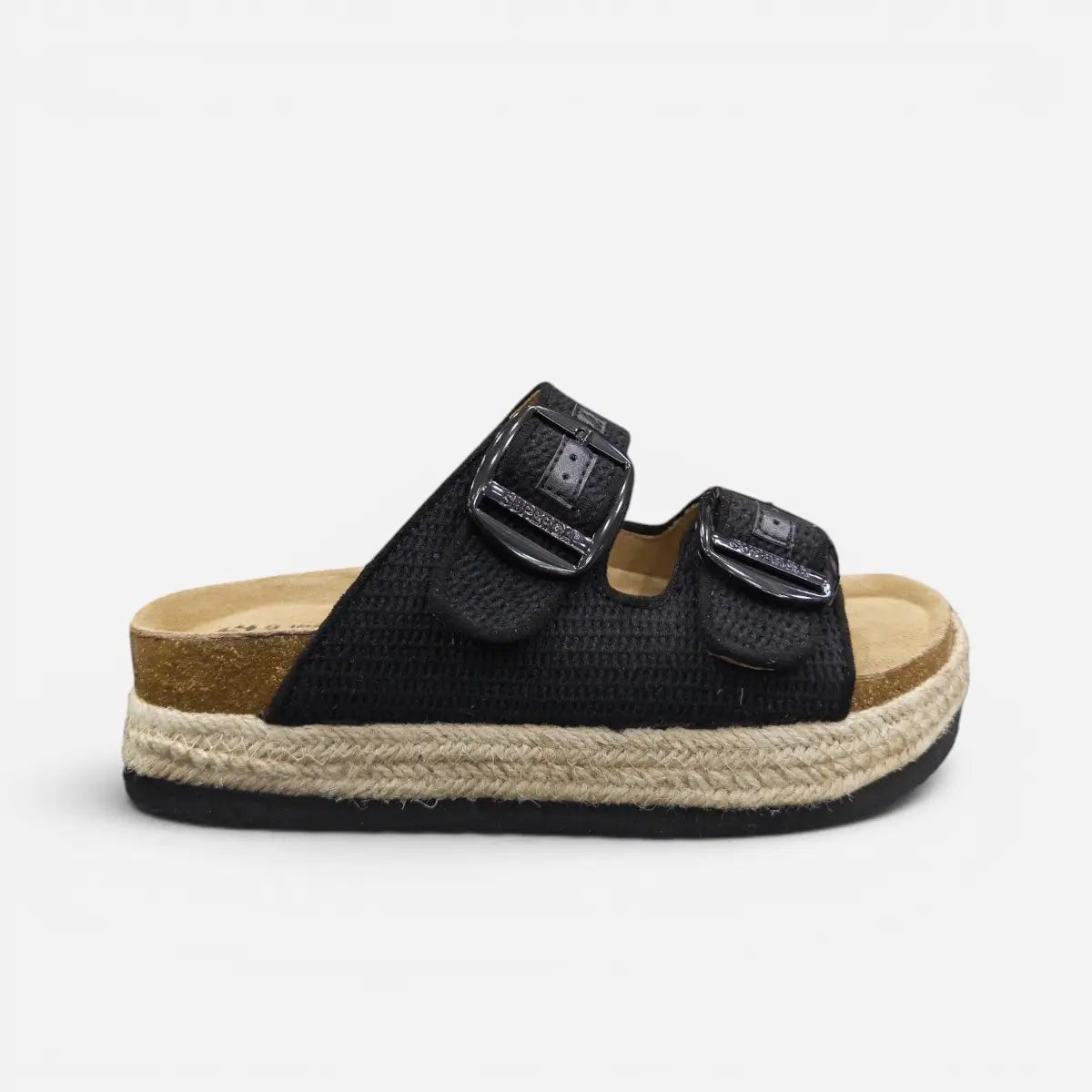 Superga Sandalo Platform donna doppia fibbia Maglia Tessuto Nero S11Y712