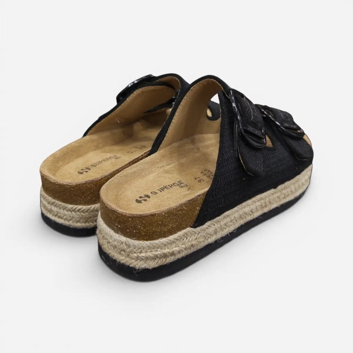 Superga Sandalo Platform donna doppia fibbia Maglia Tessuto Nero S11Y712