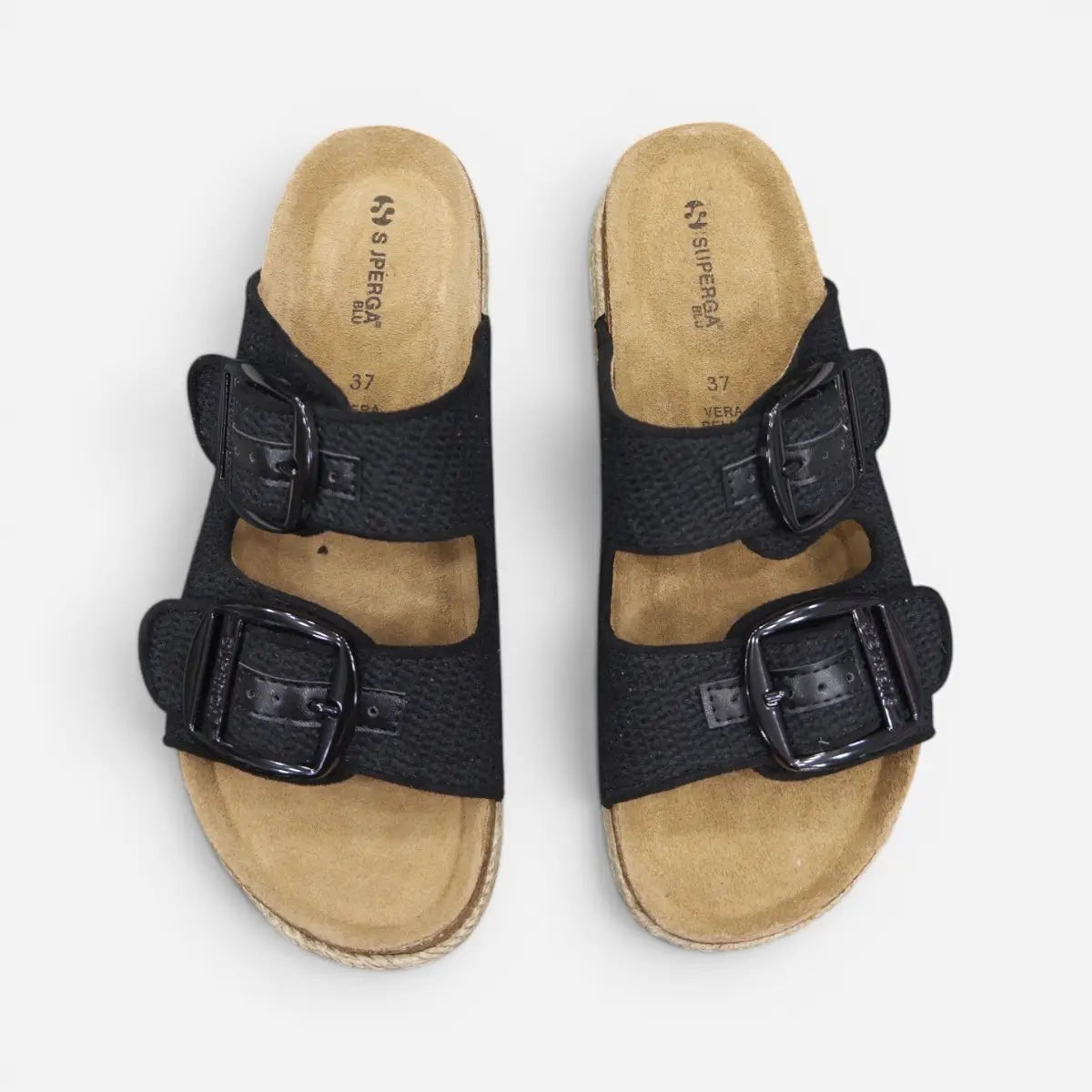 Superga Sandalo Platform donna doppia fibbia Maglia Tessuto Nero S11Y712