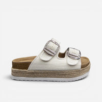 Superga Sandalo Platform donna doppia fibbia Maglia Tessuto Off White S11Y712