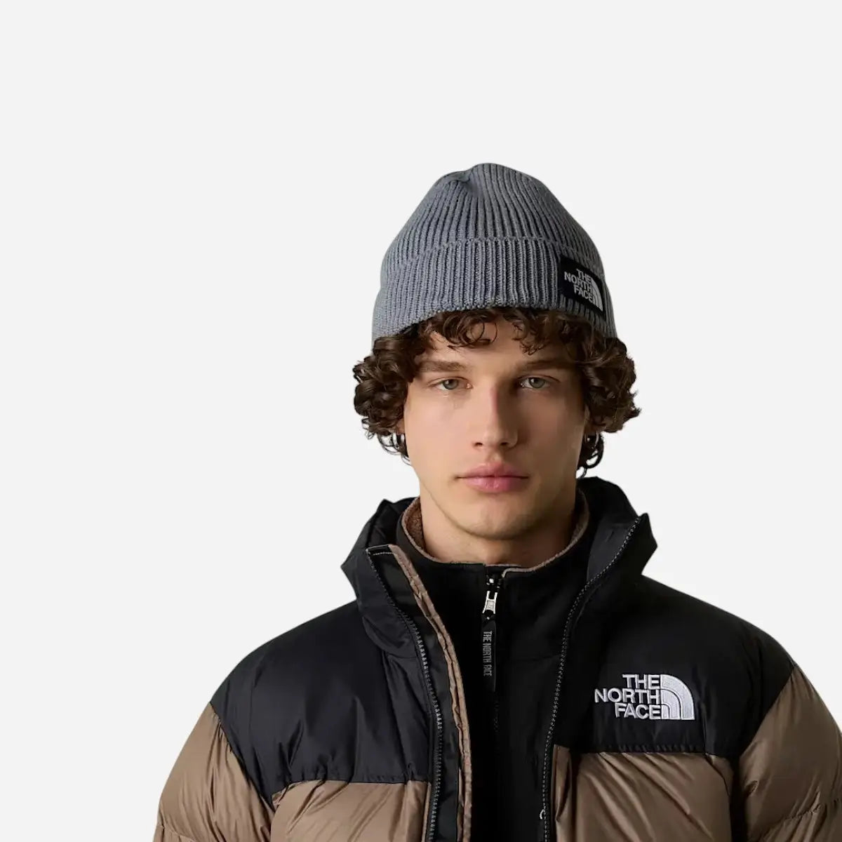 The North Face Berretto con risvolto e logo box TNF Grey