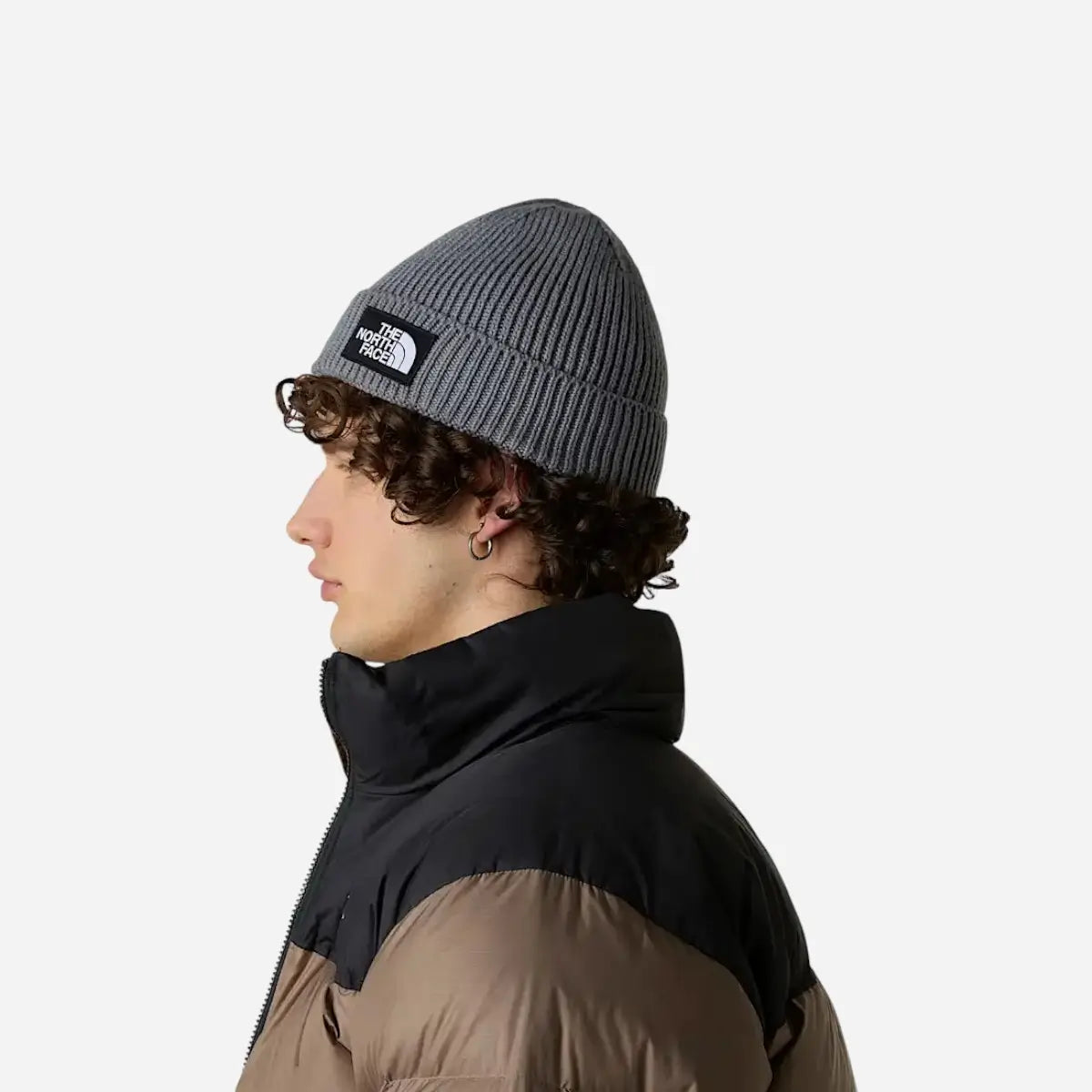 The North Face Berretto con risvolto e logo box TNF Grey