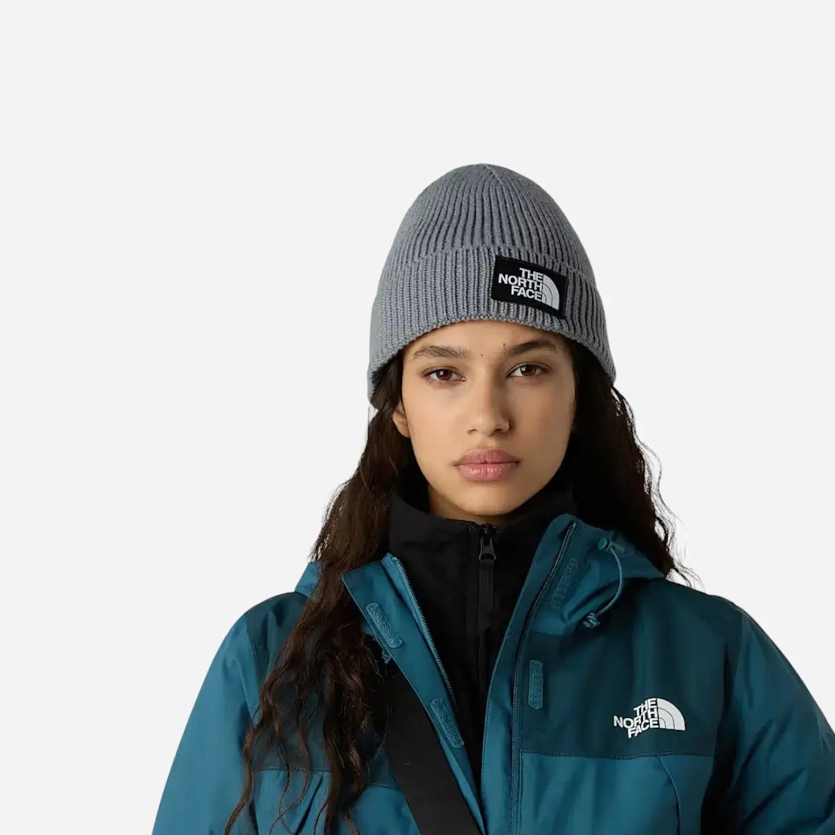 The North Face Berretto con risvolto e logo box TNF Grey