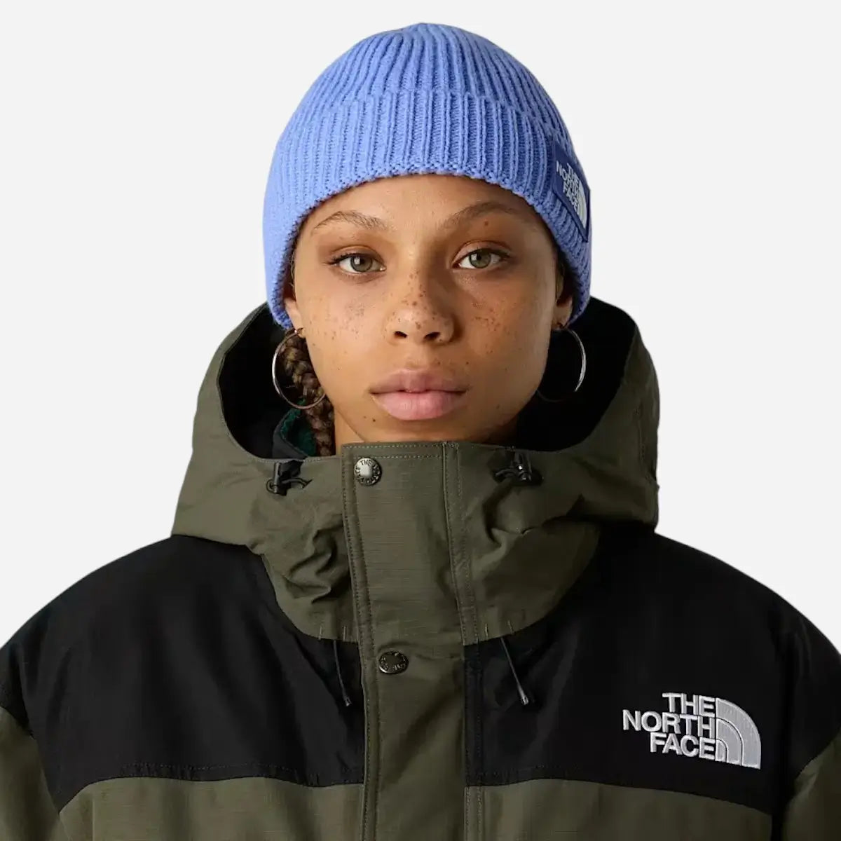 The North Face Berretto con risvolto e logo box TNF Indigo Plum