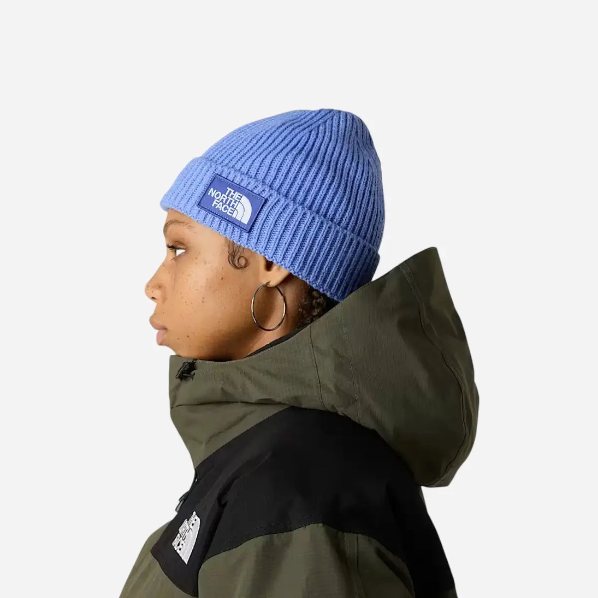 The North Face Berretto con risvolto e logo box TNF Indigo Plum